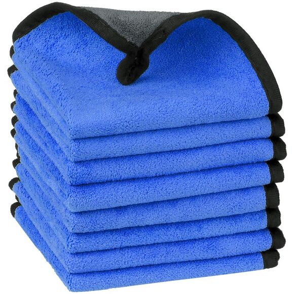 8 Pack Soft Microfiber With Hang Loop Car Cleaning Wipes 12" x 16" Blue - Picture 1 of 6